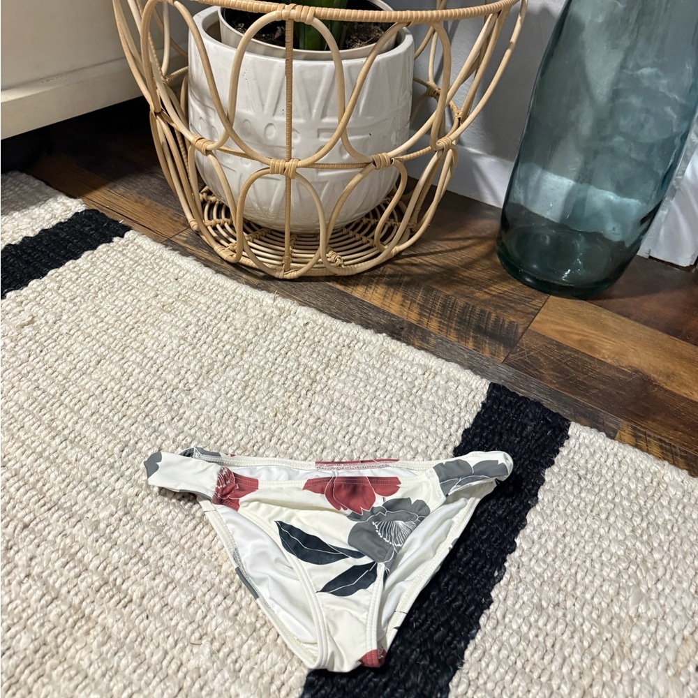 O'Neill Cream Bikini Bottoms with Pink-Red Trim